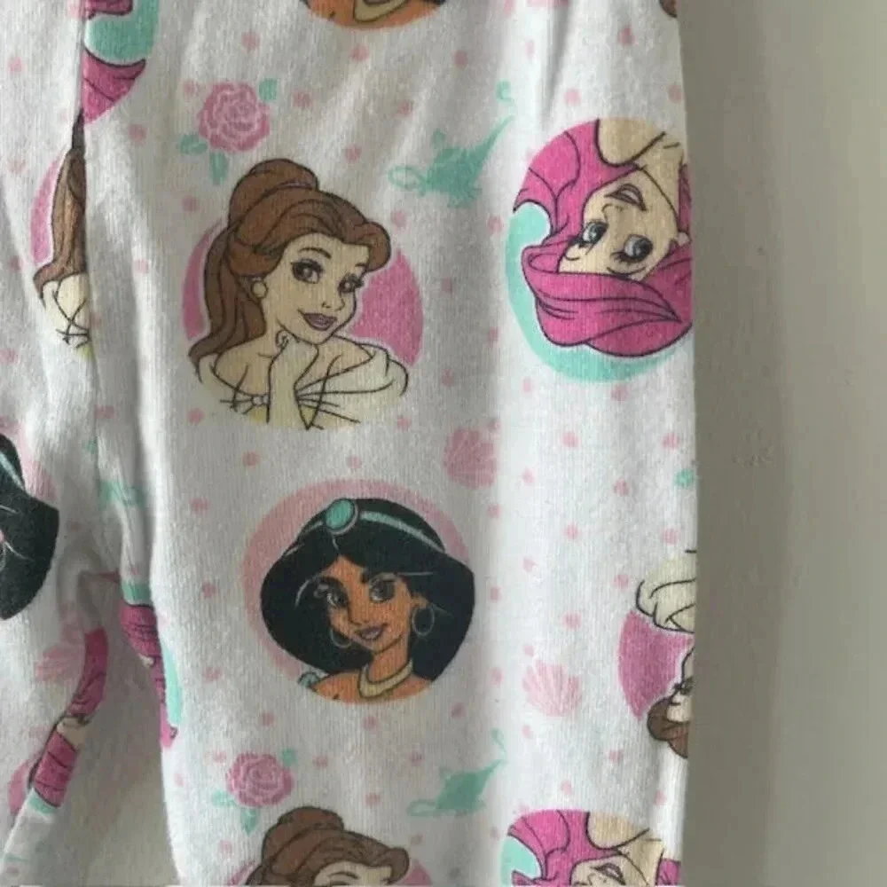 2 PC Girls Size 3T Disney Princess Cotton Pajama Set - Ariel, Belle, Jasmine
